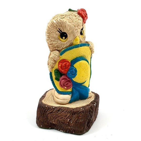 1970's Hand painted PEPIWARE stoneware shy owl with hat and roses - Picture 5 of 10